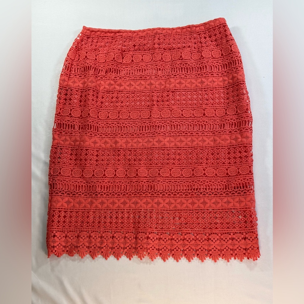 Coral crochet boho  Lace Pencil Skirt L